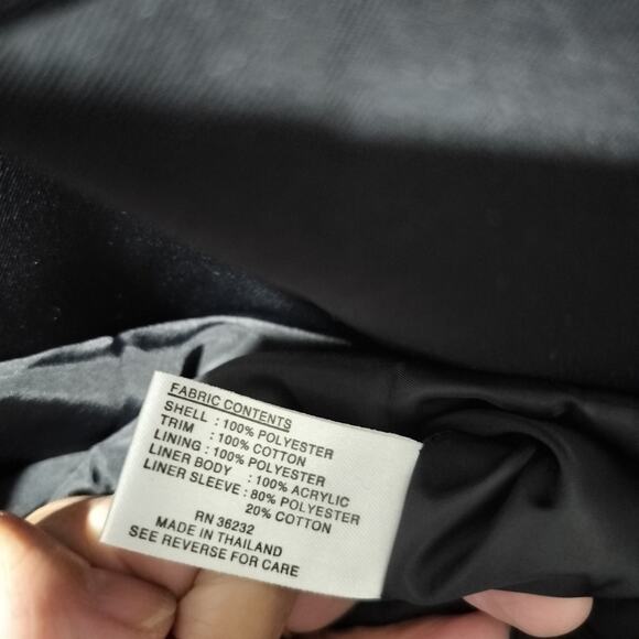 4376)Vtg 90 Gallery Woman 24W Black Removable Liner Hooded Washable Trench Coat - Picture 16 of 16